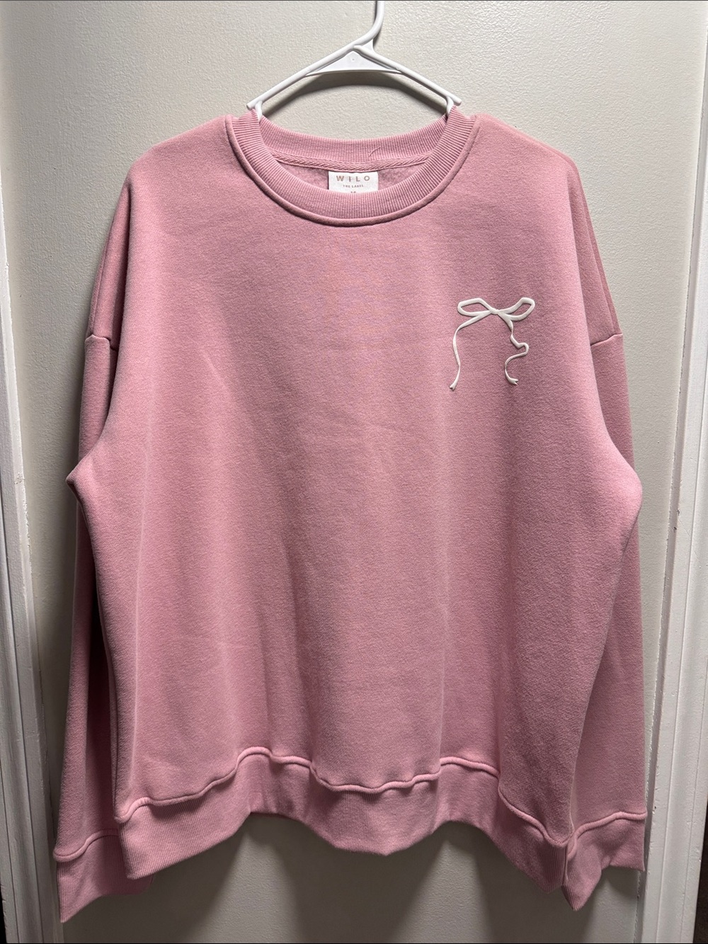 WILO Pink Bow-Accent Pilates Crewneck Sweater